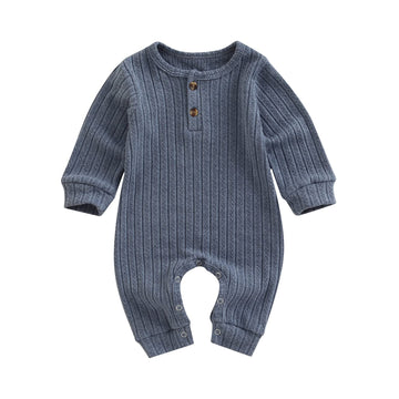 Ynibbim Unisex Newborn Baby Boy Girl Ribbed Romper Solid Color Knit Jumpsuit Infant Fall Winter One-Piece Outfit