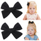 Jollybows 2pcs 3.2 Hair Bows Clips for Baby Girl Toddler Pigtail Neutral Linen Hair Clip Bows -Black