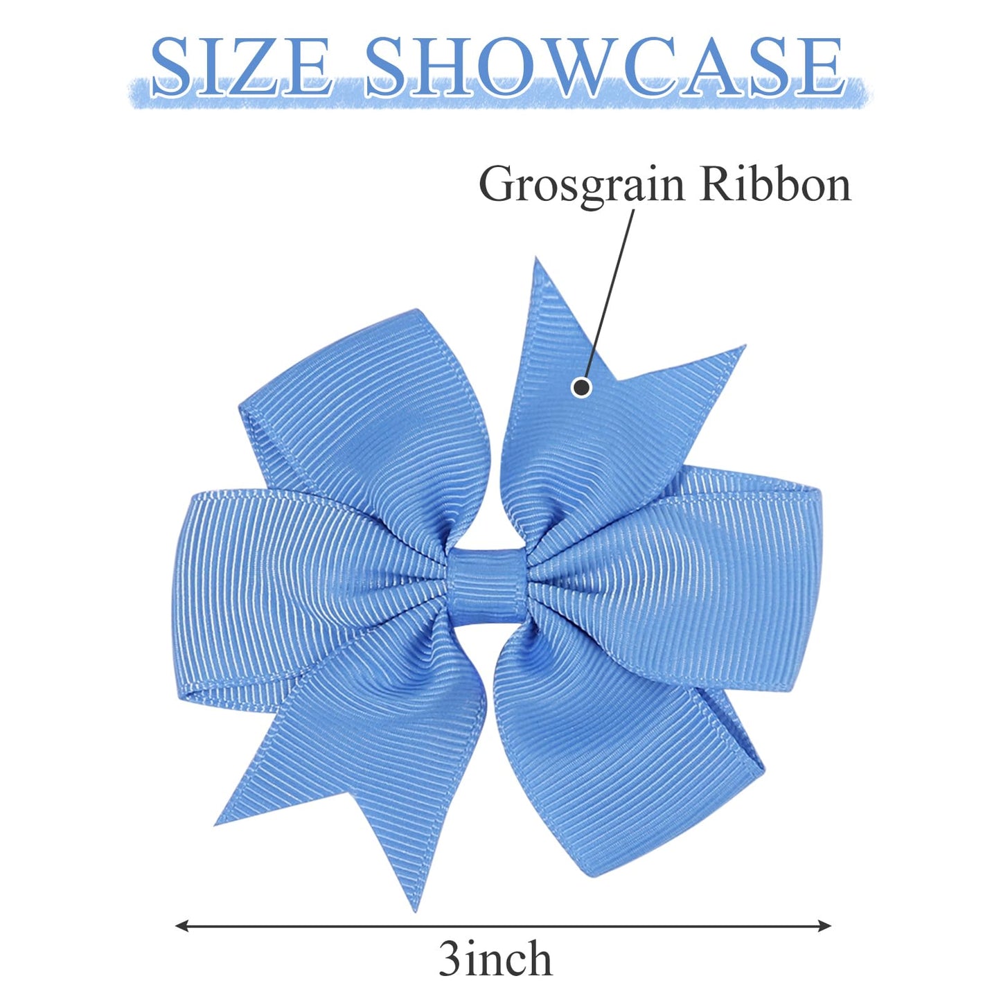 Choicbaby 3 Inches Hair Bows For Girls Blue Grosgrain Ribbon Pinwheel Hair Bows Clips Toddler Bows Hair Clips For Birthday Baby