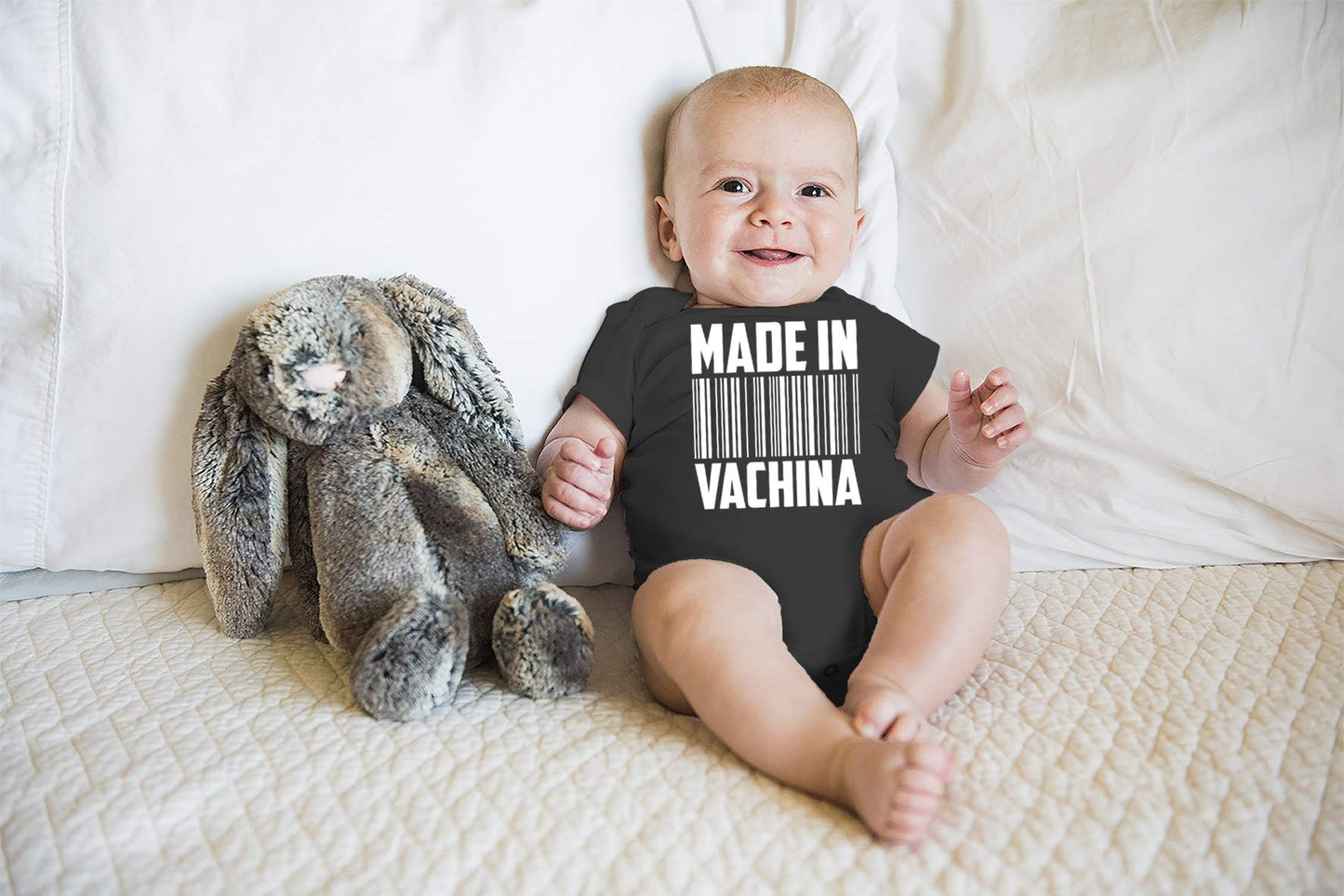 Made In Vachina - Funny Cute Infant Creeper Short Sleeve Bodysuits Infant Funny Baby Romper(Black, Newborn)