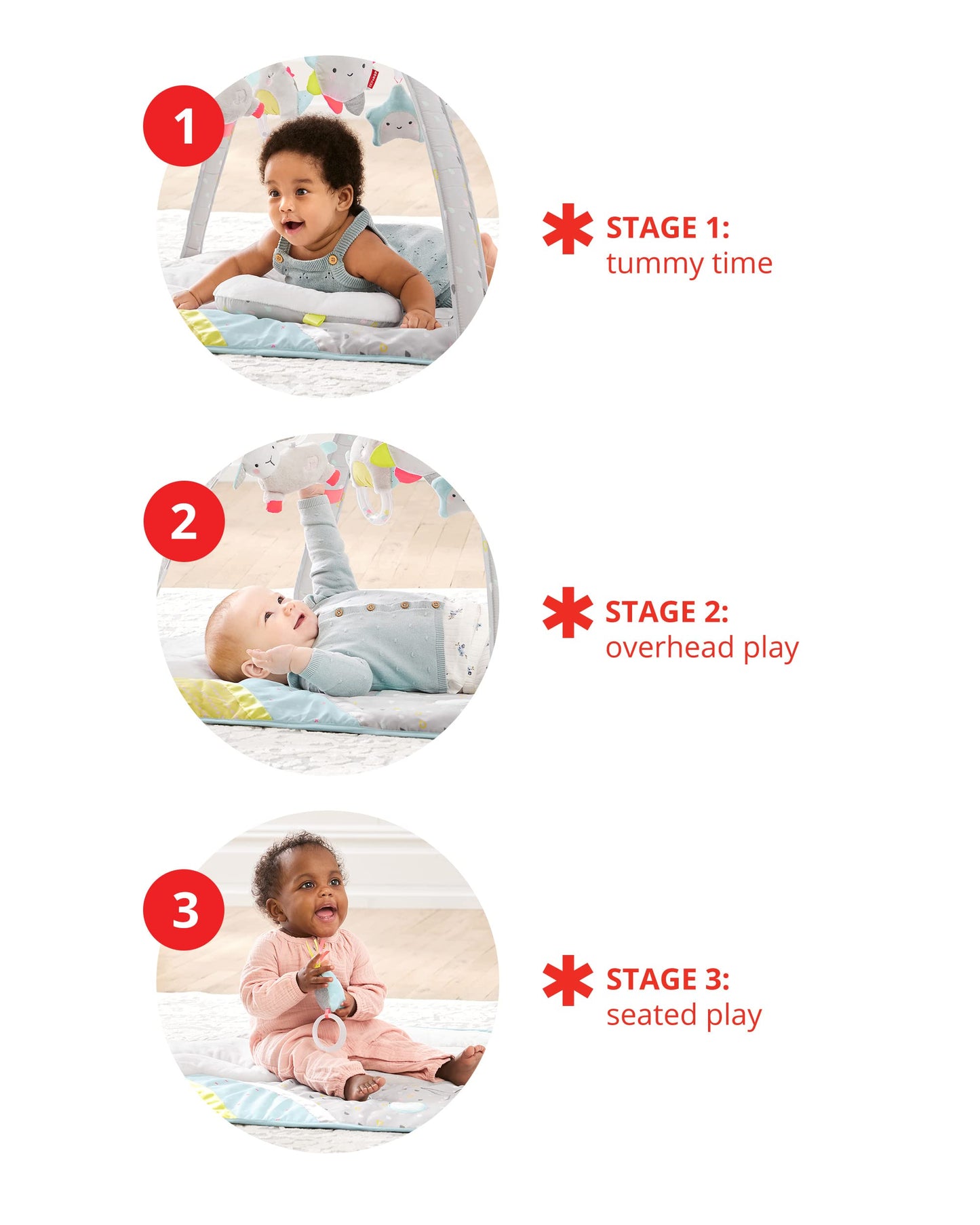 Skip Hop Tummy Time Mat, 3-In-1 Activity Baby Play Gym, Age 0+, Silver Lining Cloud, Grey