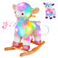 Light Up Musical Alpaca Baby Rocking Horse Set of 2 with Chair, Glowing Rainbow Llama Plush Stuffed Animal Rocker for Toddlers 1
