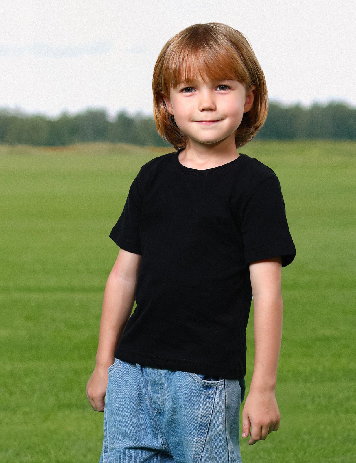 Cosland Kids Plain Tshirts Boys Short Sleeve Shirt, Black, Small