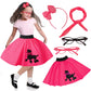 Faybox Poodle Skirt For Girls 50S Costume Accessory 100 Days Of School Costume For Kids Halloween Costume Hot Pink