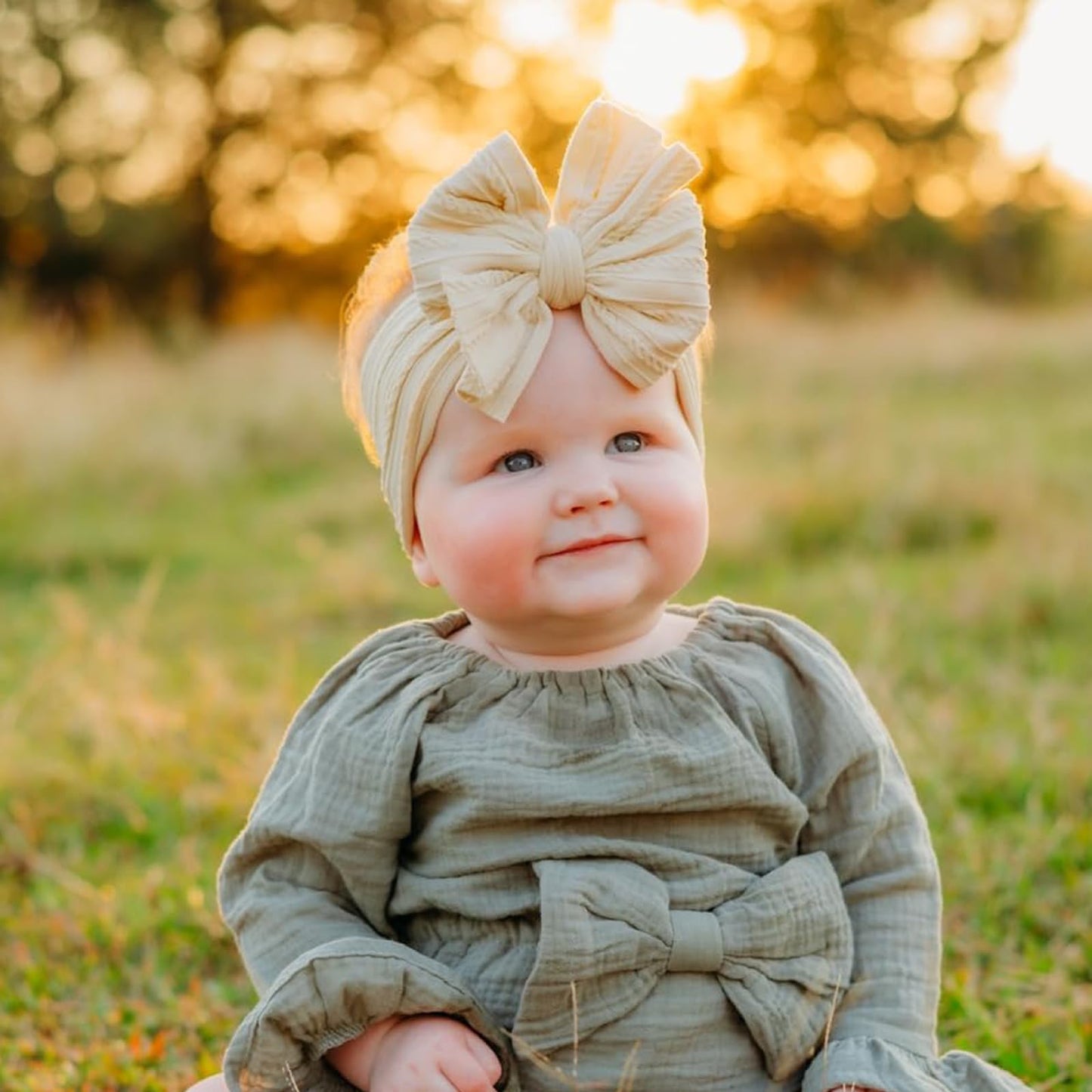 Chiduerm Baby Bows Headbands Nylon Hairbands Baby Girl Bows Hair Accessories For Infant Toddler Essentials(Beige Pink Red, Mid)