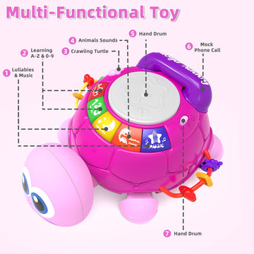KaeoHye Musical Turtle Baby Toys 6-12 Months,Baby Crawling Toys for 12-18 Months,Early Learning Toy with Light&Sound,Baby Tummy