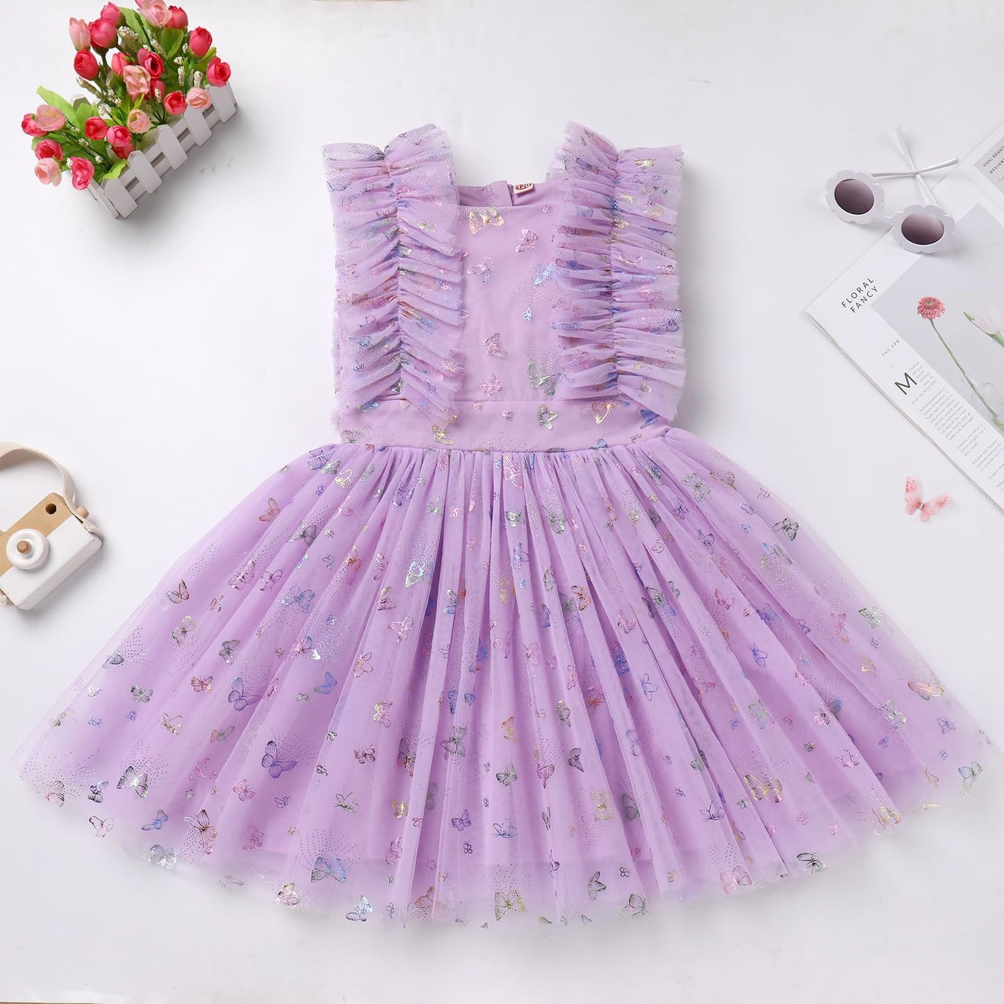 Girls Beach Dress, Girls Dresses - Floral Sequin Boho Pleated Casual Swing Summer Ruffle Dresses For Kids Princess Wedding Guest