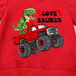 Ddsol Toddler Boys Valentines Day Sweatshirt Monster Truck Dinosaur Hug Heart Cotton Long Sleeve Shirt Pullover Love Saurus Kid