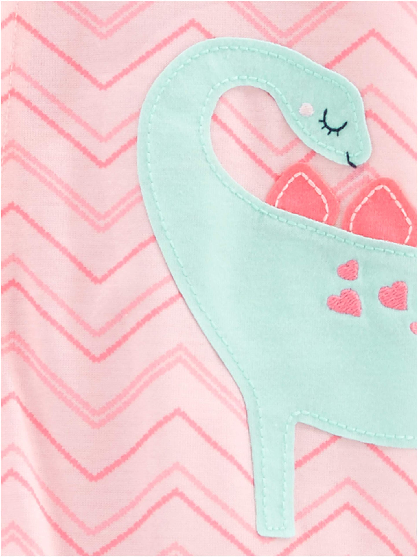 Simple Joys by Carters Baby Girls Loose-Fit Polyester Jersey Footed Pajamas, Pack of 3, Dinosaur/Strawberry, 18 Months