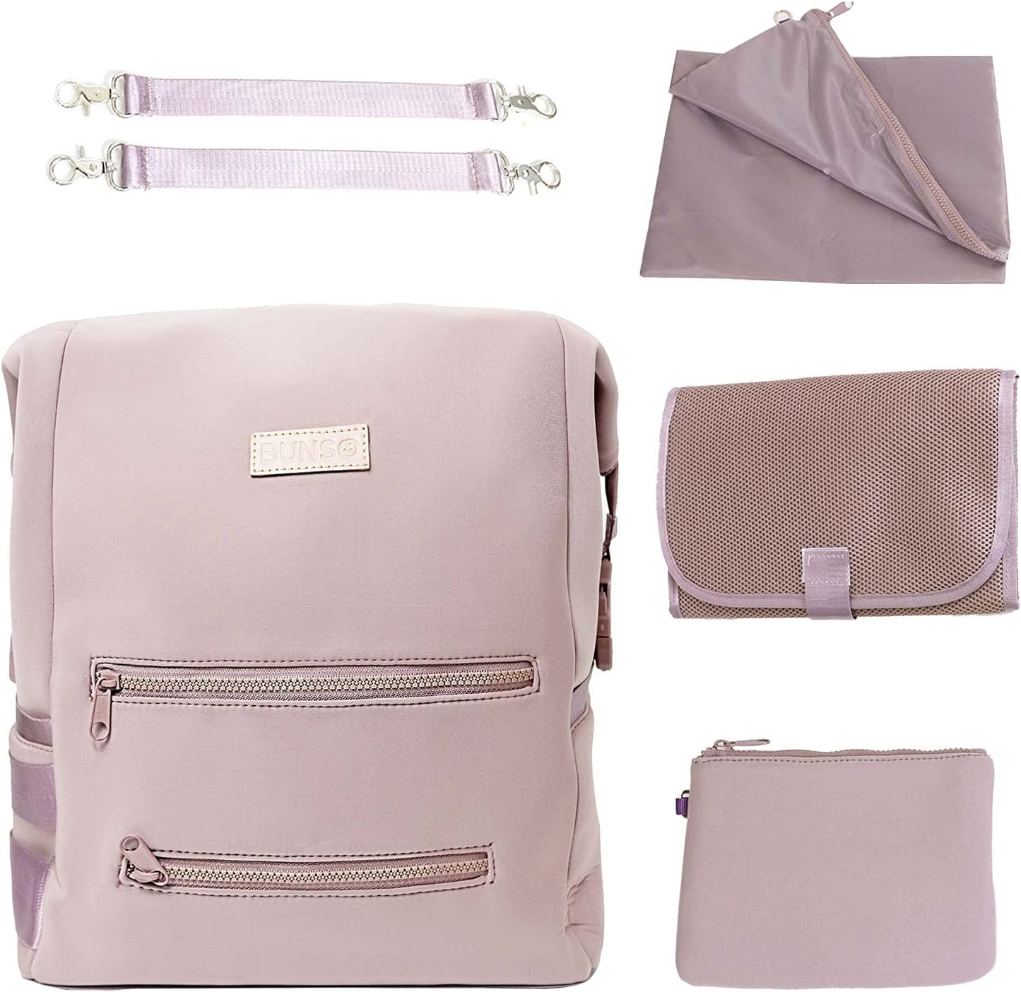 Neoprene Bag Backpack (Mauve) | Lightweight Multipurpose Minimalist Style Diaper Backpack| Water-Resistant Travel Baby Bag