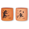 Modern-Twist Sip Set, Food-Grade Silicone, Waterproof, Dishwasher, Freezer Safe, Reusable Cups - Orange Fox Family, Pack Of 2