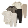 Burt Bees  6Pk Baby Girl Organic Cotton Bodysuit & Pant Set, Ranunculus, Tan 6Piece Set, 24 Months