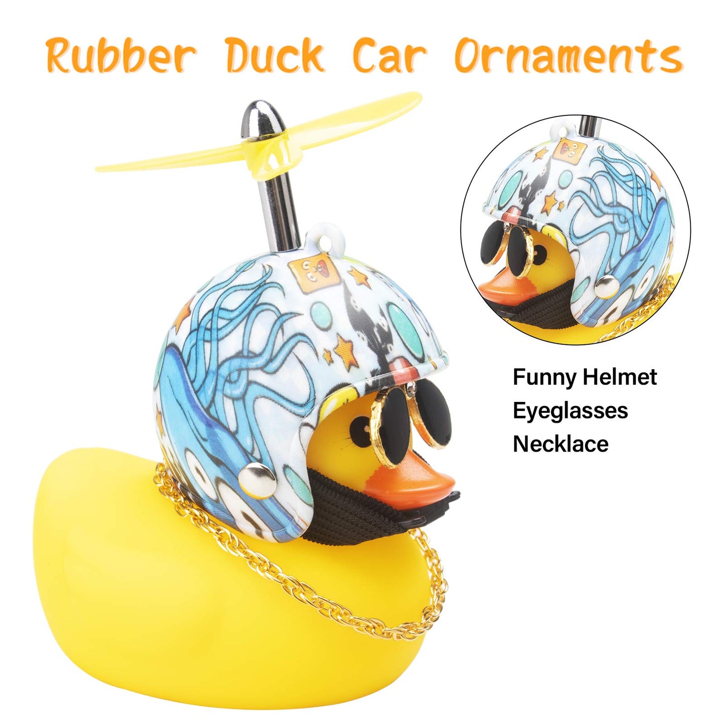 wonuu Rubber Duck Car Decorations Cute Yellow Duck Car Dashboard Ornaments with Propeller (Underwater World)