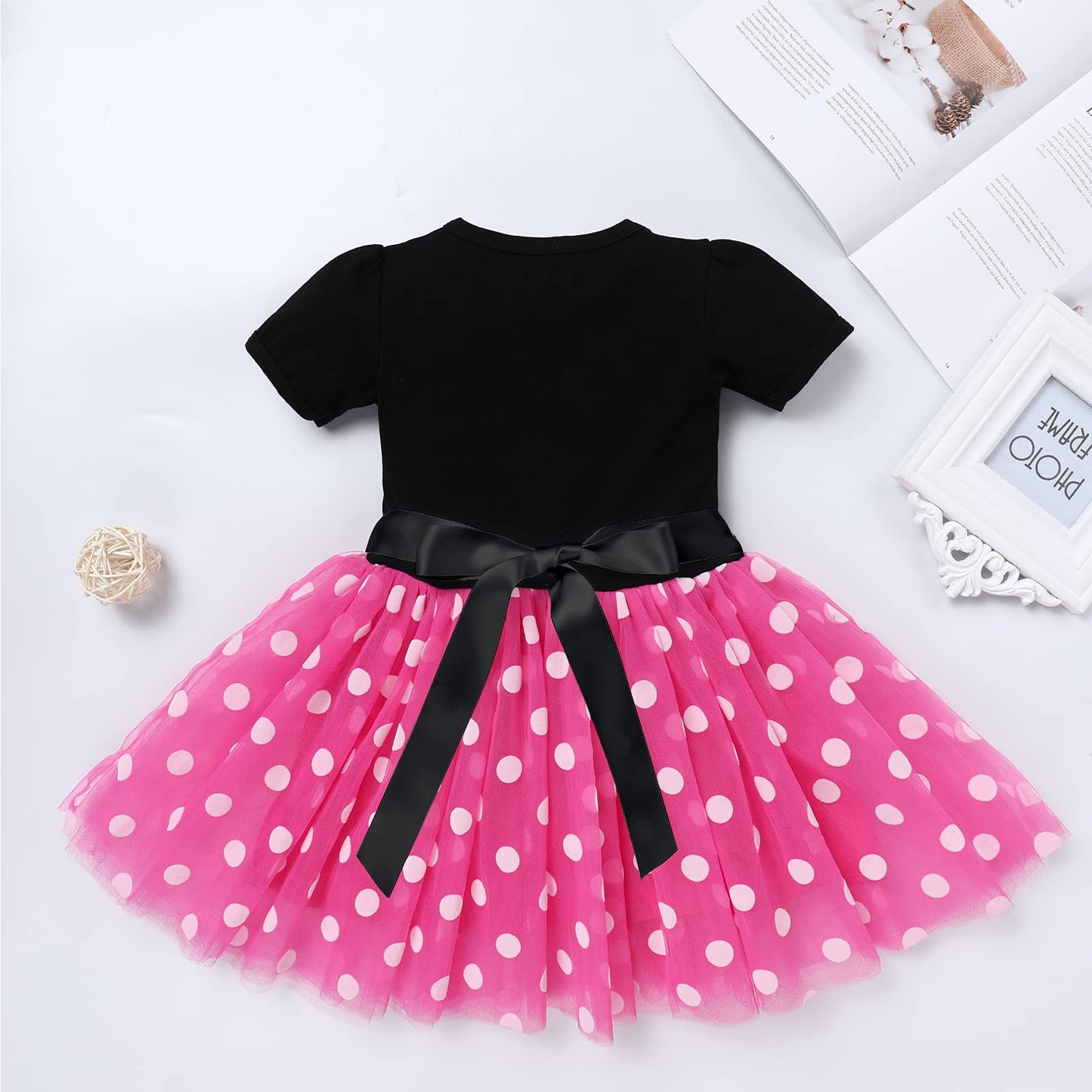 Mouse 4Th Birthday Outfit Baby Girls Dress Polka Dots Mini Tutu Headband Four Years Old Cake Smash Photo Shoot Kids Fourth Mouse