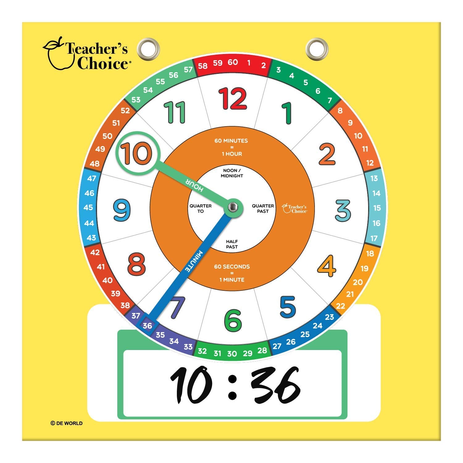 Teachers Choice Dry Erase Educational Teaching Clock | Large Demonstration Teaching Time Clock with Erasable Writing Surface