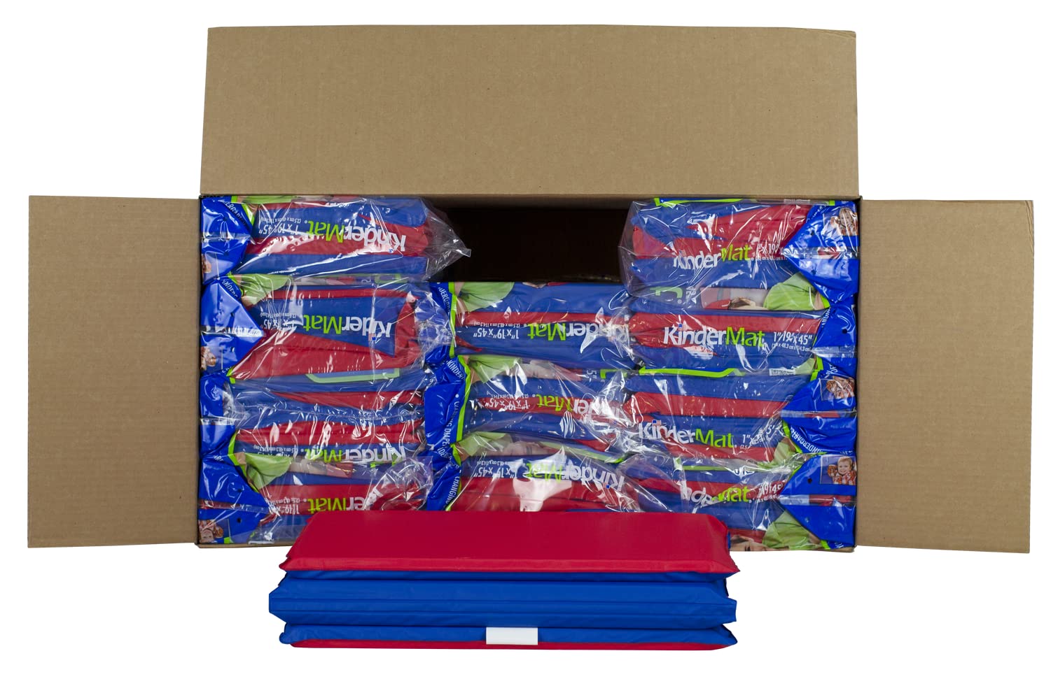 Case Pack Of 12 Kindermat, 1' Thick, 45' X 19' X 1', Red/Blue, 100% Made In Usa