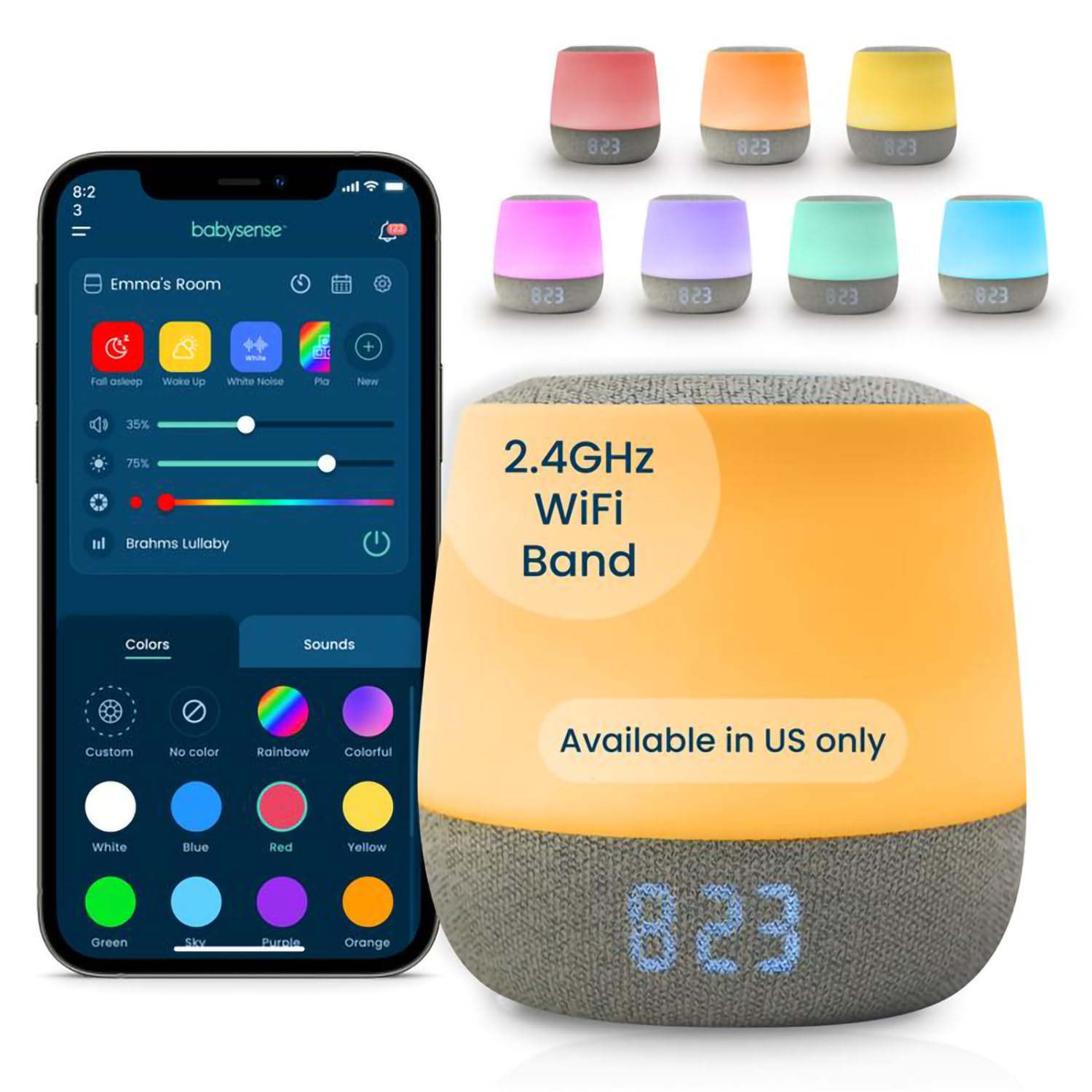 Babysense Dreamer 2.0 Baby Sound Machine with Night Light | 2nd Gen | 28 Soothing Sounds | Toddler Sleep Trainer | App-Controlle