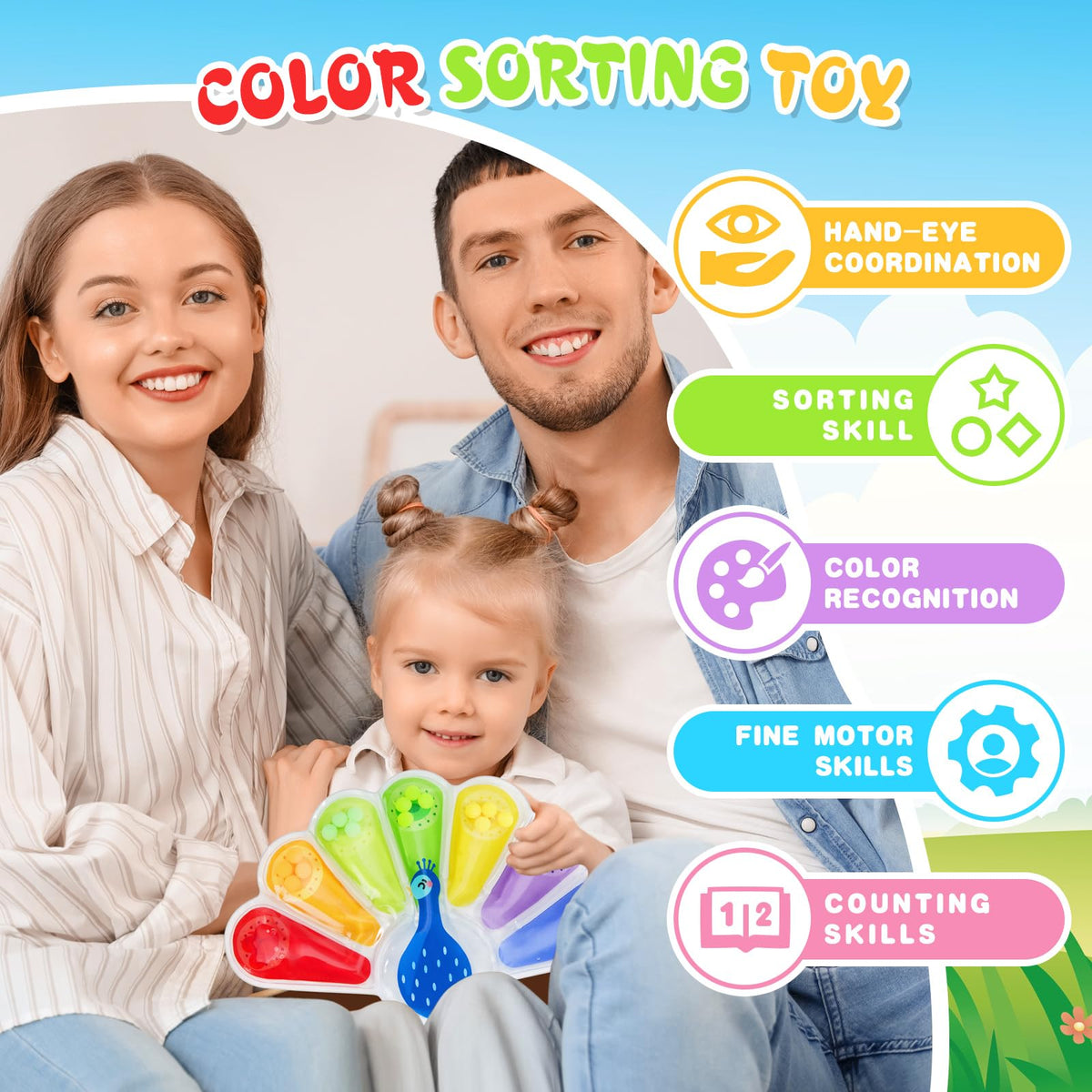 Color Sorting Toys Sensory Toys : Fine Motor Skill Games Learning Toys ...