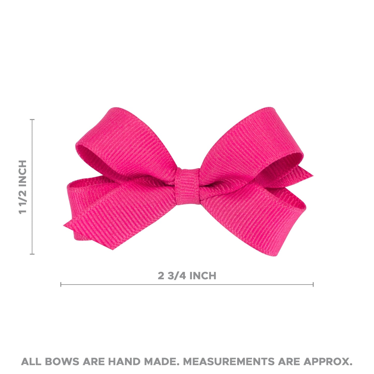 Wee Ones Girls' Classic Grosgrain Hair Bow With Plain Wrap Center On A Weestay Hair Clip, Handmade, Tiny Sized Bow, Red