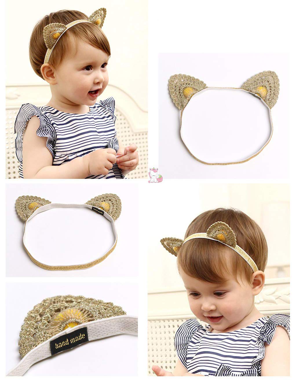 Hapibuy Headpiece For Baby Girl Hair Accessories Super Elastic Headband Lace Fashion Hair Decoration For Newborn Cute Cat Ear Ha