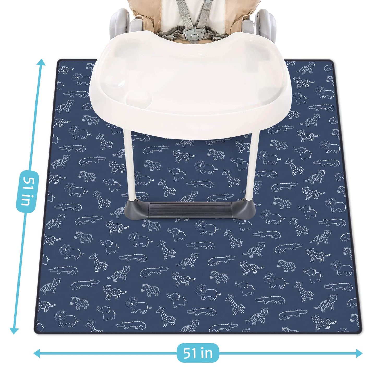 Baby Splat Mat For Under High Chair, 51 X 51 Inch Splash Mat, Waterproof And Washable Spill Mat, Anti-Slip Floor Protector, Safa