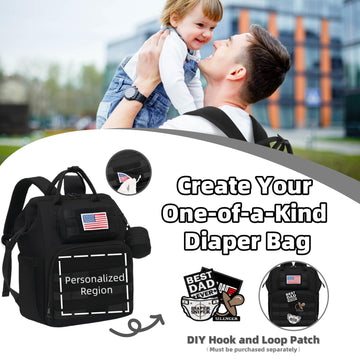 Rosegin Diaper Bag Backpack For Dad And Men, Large Travel Tactical Baby Gear Diaper Bag With Changing Pad, Pacifier Case, Remova