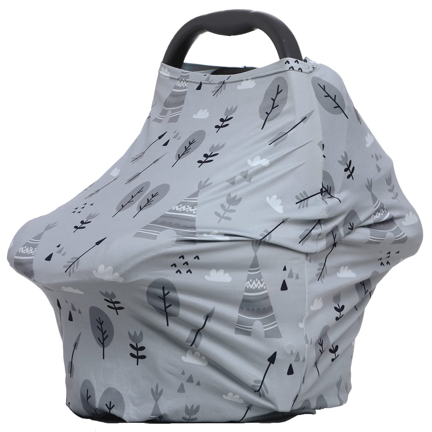 Multi-Use Cover Carseat Canopy - Car Seat Covers For Babies, Breastfeeding Cover (Grey Grove)