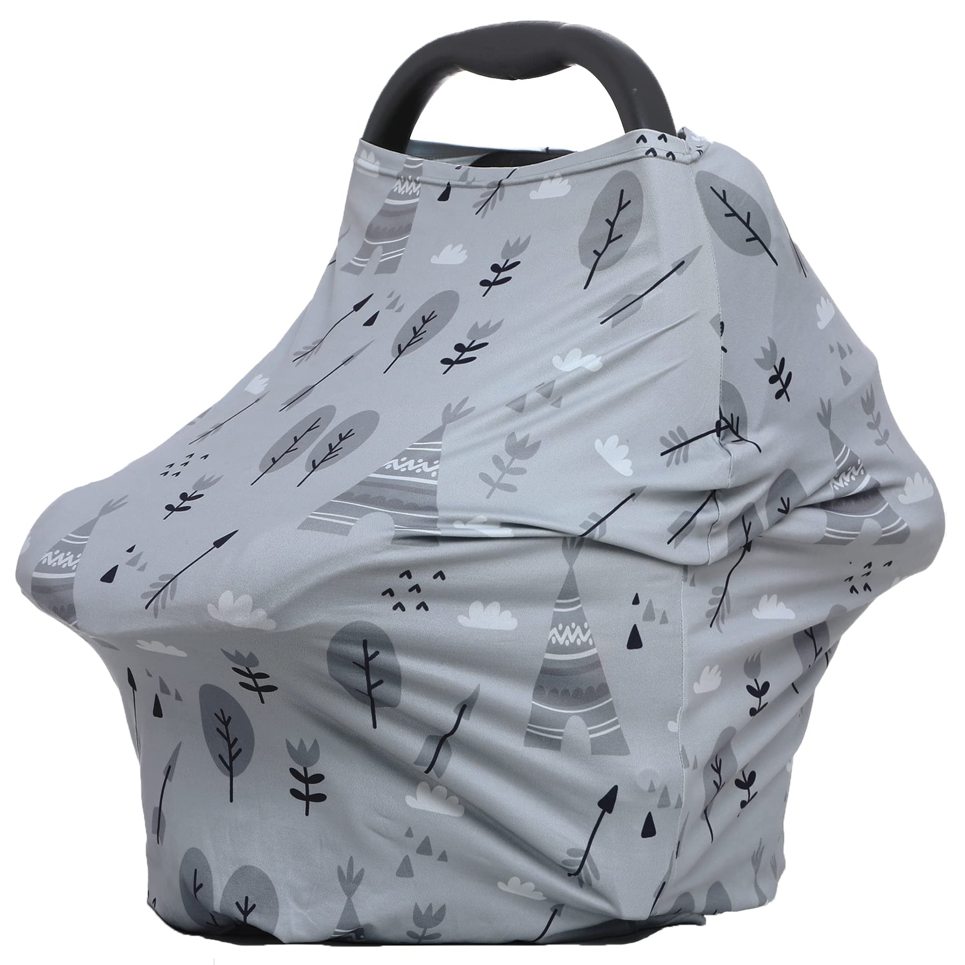 Multi-Use Cover Carseat Canopy - Car Seat Covers For Babies, Breastfeeding Cover (Grey Grove)