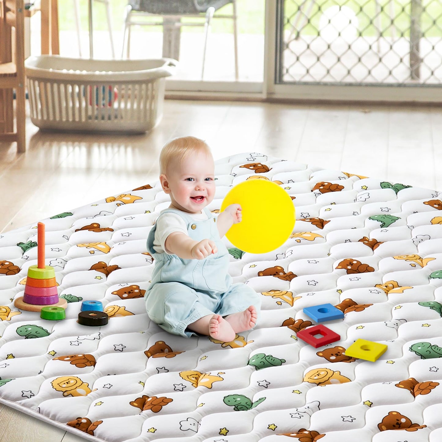 Premium Foam Baby Play Mat 59' X 59', Thicken One-Piece Baby Crawling Mat, Non-Slip Cushioned Baby Playmats For Infants, Babie