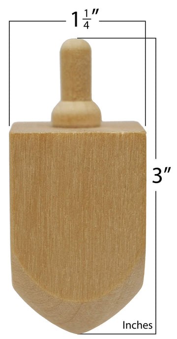 The Dreidel Company Hanukkah Wooden Dreidel, Design Your Own 3' Inch Chanukah Dreidel, Unfinished And Natural (48-Pack)