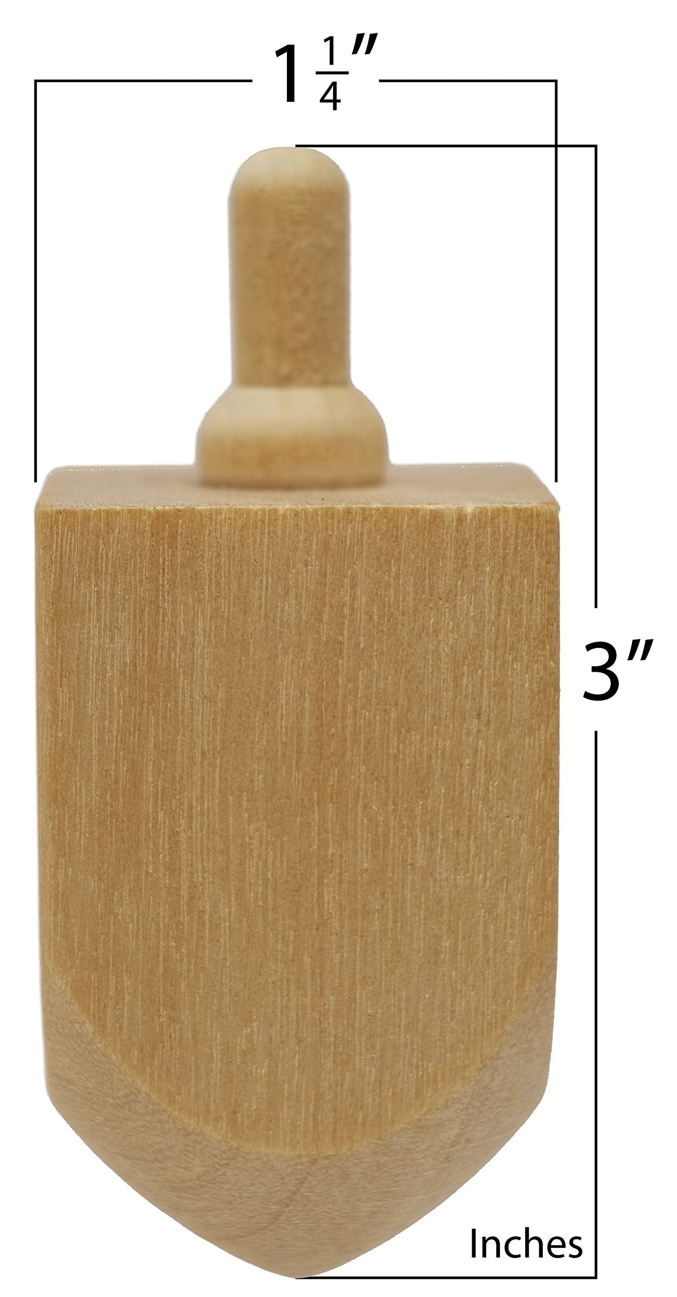 The Dreidel Company Hanukkah Wooden Dreidel, Design Your Own 3' Inch Chanukah Dreidel, Unfinished And Natural (24-Pack)