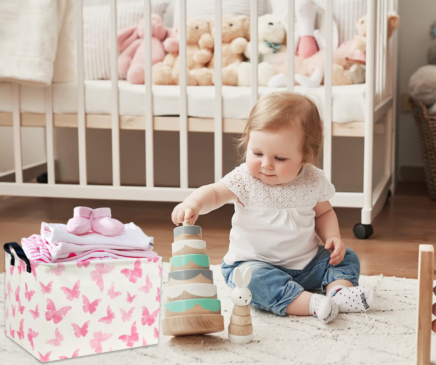 Tibaolover Rectangular Kids Storage Basket Gift Basket Baby Storage Basket Cute Kids Toy Storage Bin Organizer Shelf Book Basket