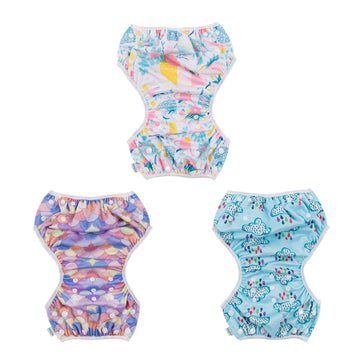 Babygoal Baby Girl And Boy Swim Diapers, Reusable Adjustable Washable One Size Fits 0-8M Baby Gifts And Swimming Lessons 3 Pack