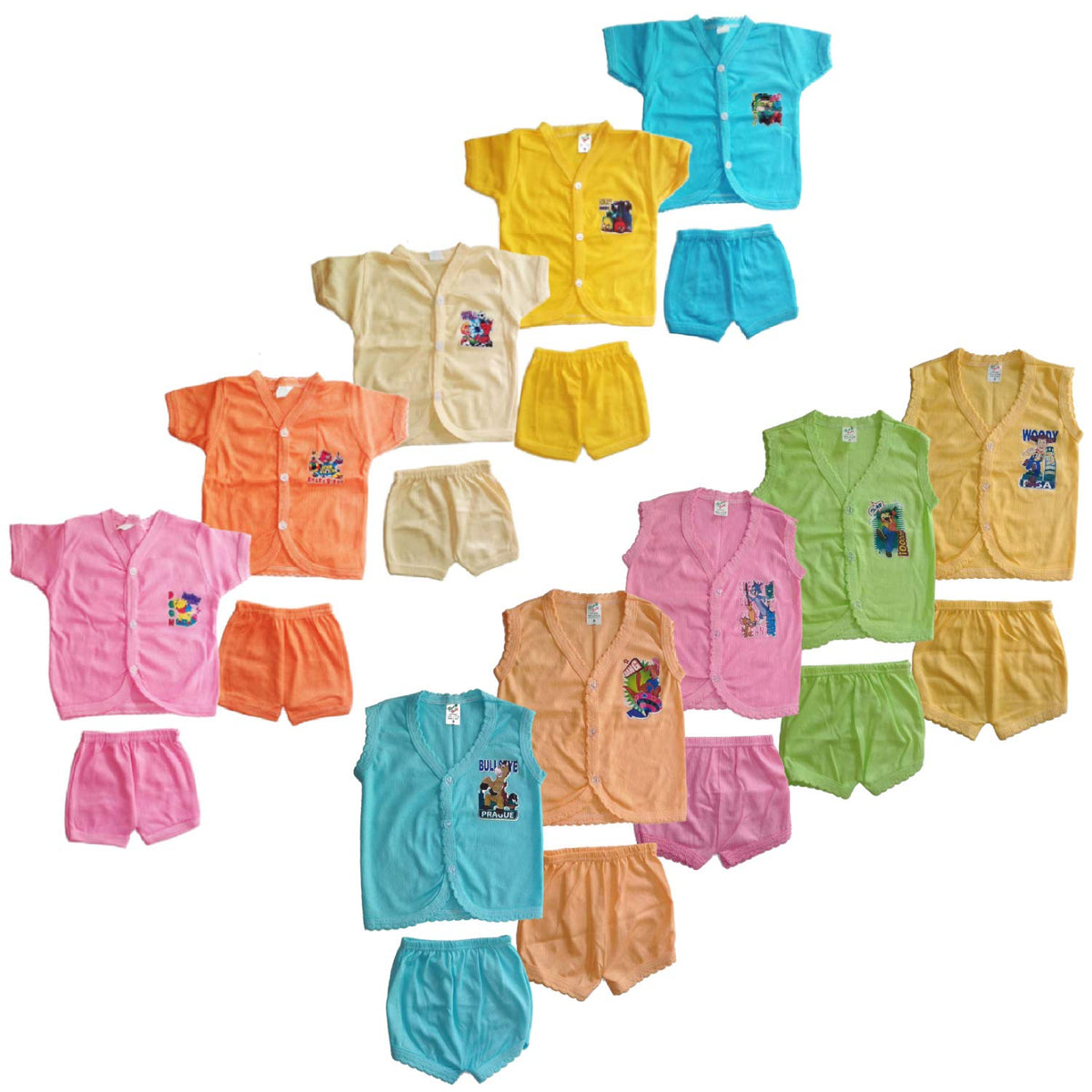 Sr Creations Fashion BabyS Poly Cotton TShirt And Shorts Combo Set Multicolour 06 Months Pack Of 10