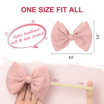Yanjie 4.5'' Nylon Bow Headbands For Baby Girls - Handmade Tied Bows Hair Accessories For Infants And Toddlers - 10 Pieces