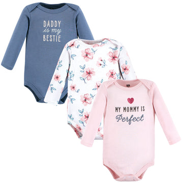 Hudson Baby Unisex Bodysuits Cotton Long-Sleeve Perfect Mommy, 12-18 Months, Perfect Mommy 3-Pack, 12-18 Months Us