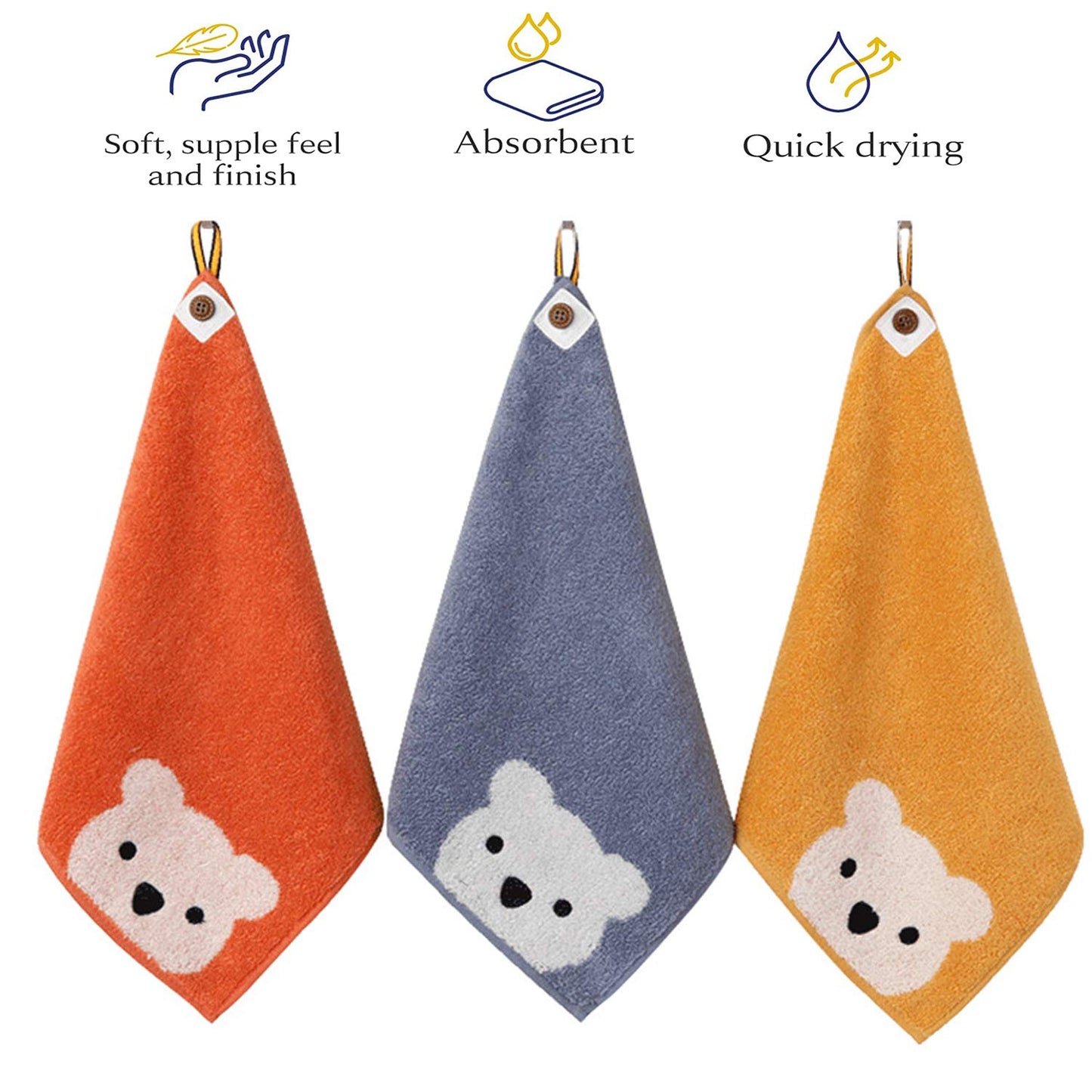 3 Pcs Premium Cotton Washcloths,Soft & Fluffy,Super Absorbent & No Lint Handkerchief For Children And Baby-11.8'X11.8'