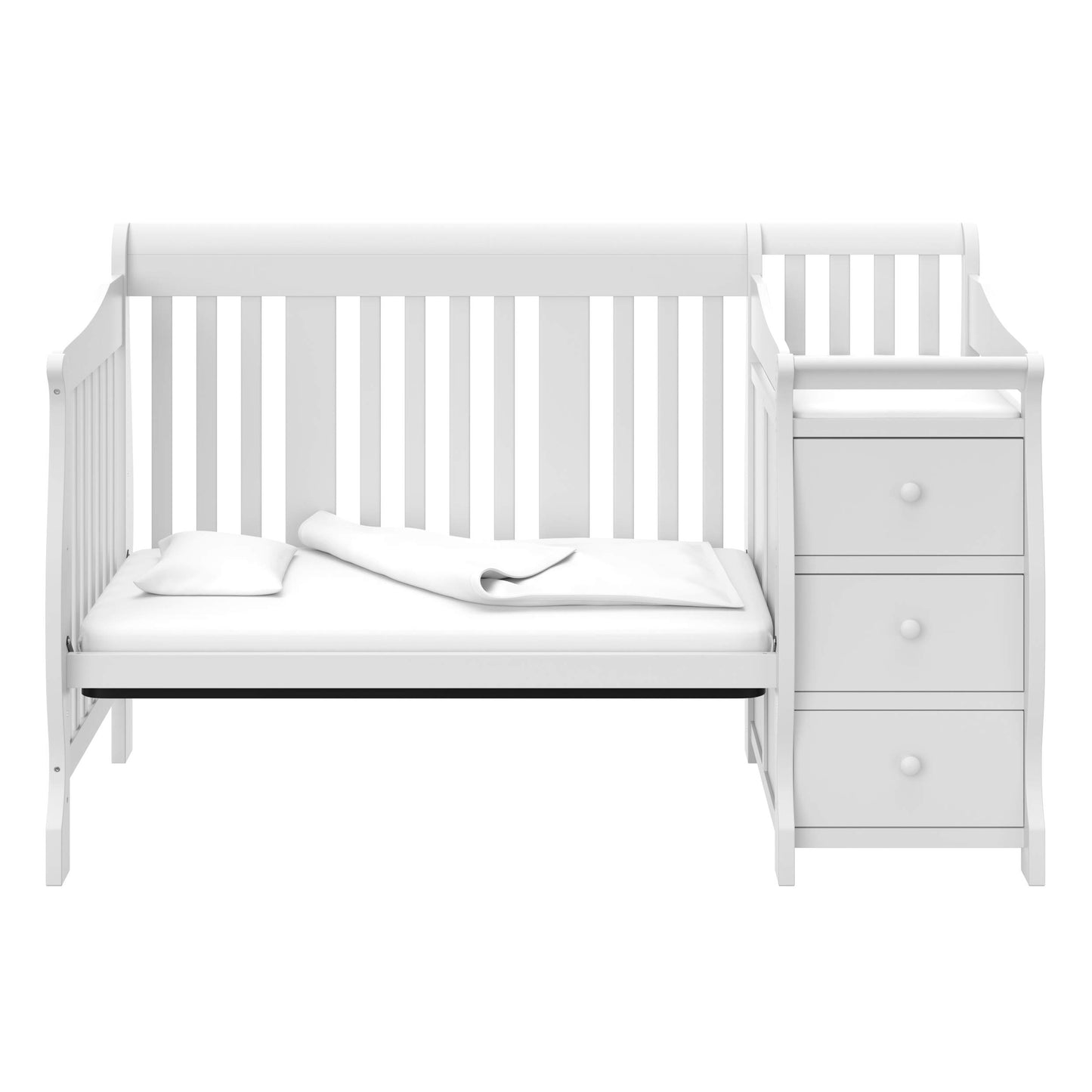Storkcraft Portofino 5-In-1 Convertible Crib And Changer (White) - Changing-Table Combo With Drawer, Converts To Toddler Bed, Da