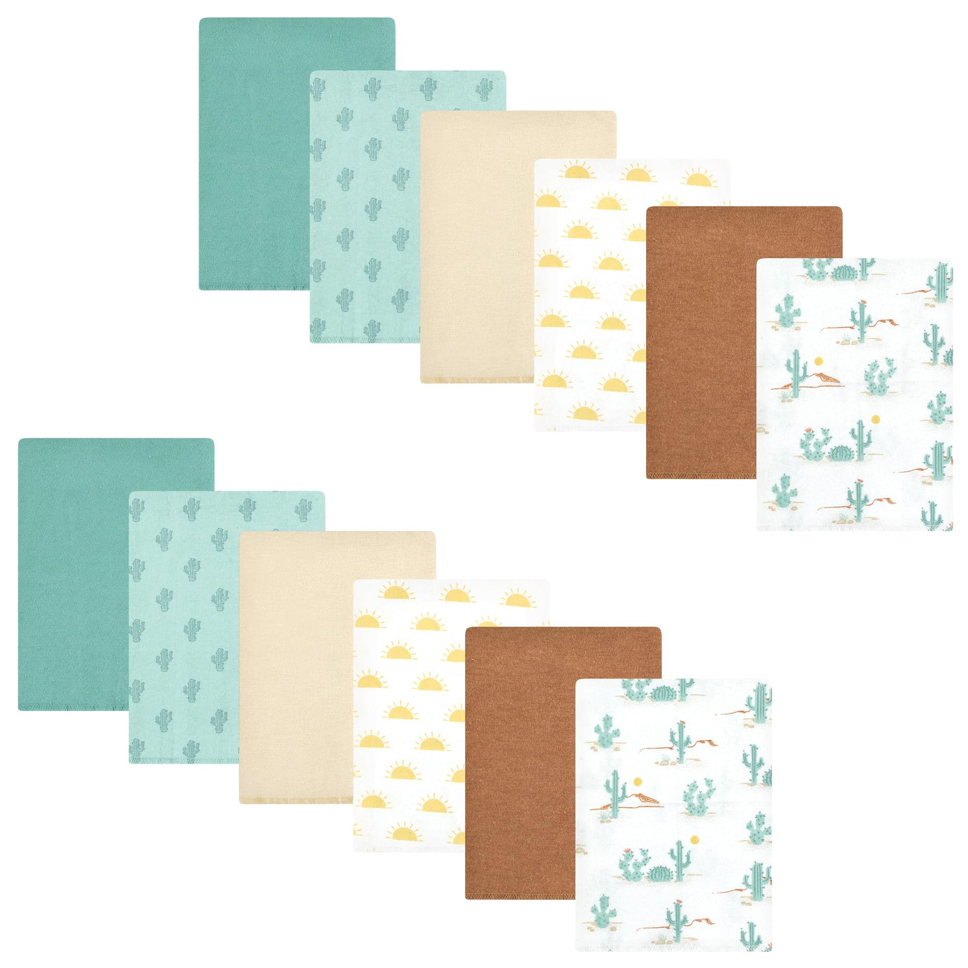 Hudson Baby Unisex Baby Cotton Flannel Burp Cloths Bundle, Desert Cactus, One Size