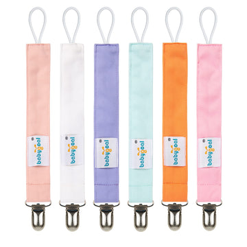 Babygoal Girl Pacifier Clips, 6 Pack Solid Color Pacifier Holder Clips For Boys And Girls Fits For Most Pacifier Styles And Baby