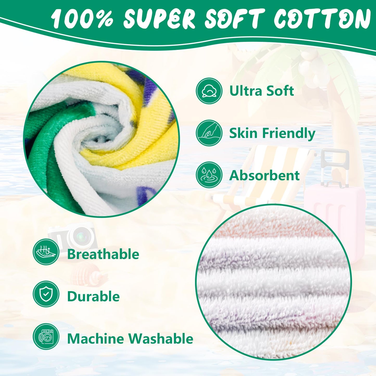 Mokani Kids Cotton Hooded Towels | Super Soft & Thick & Super Absorbent | 50' X 30' Beach Bath Swimming Towels For Girls Boys