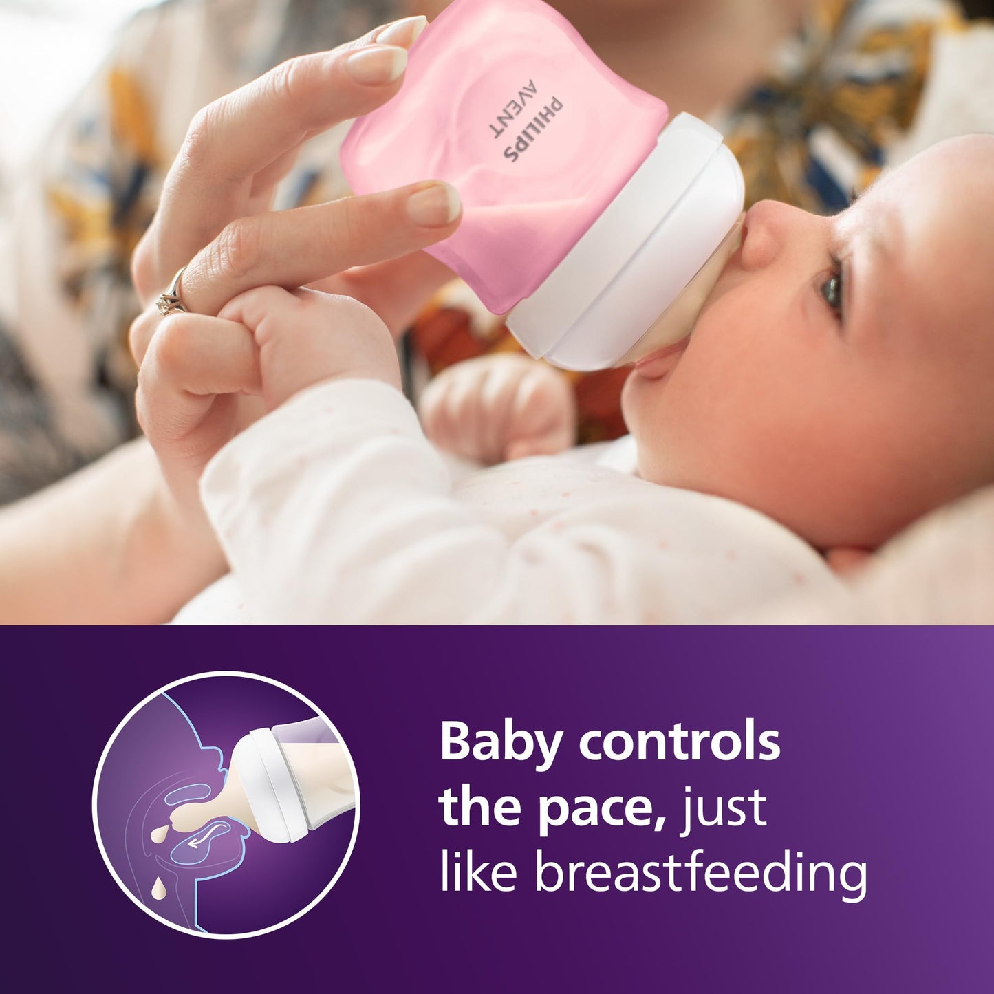 Philips Avent Natural Baby Bottles With Natural Response Nipples (Slow Flow, Flow 2), 4Oz, Pink, 4-Pack, Scy900/14