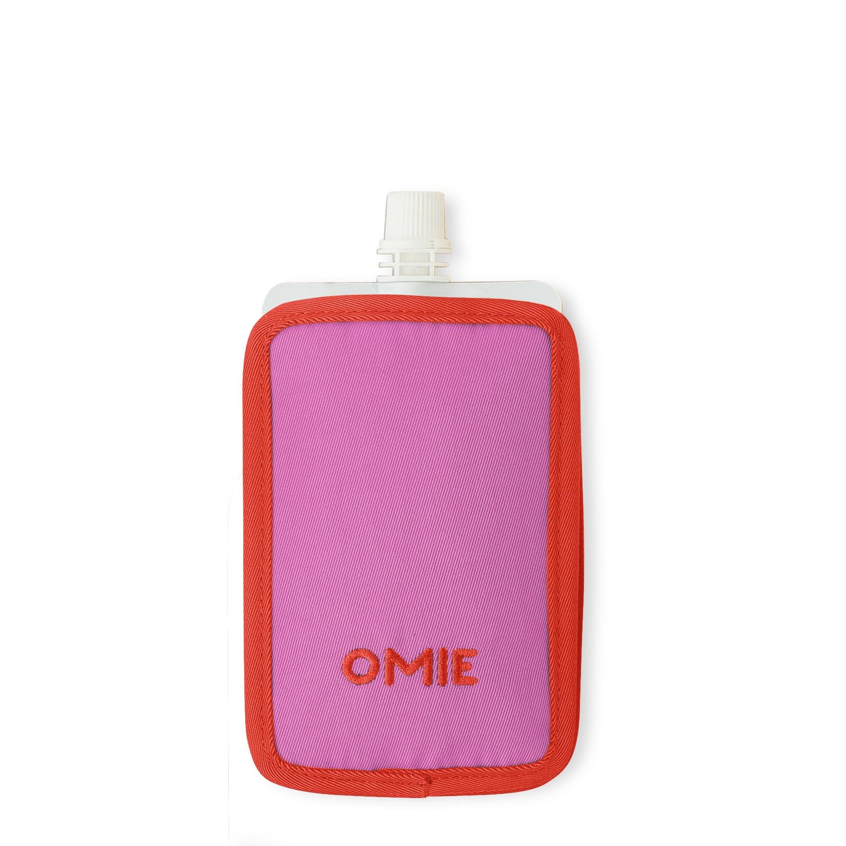 Omie OmieChill | Travel Food Pouch Cooler | Fits Standard 3.5-4 oz Food Pouches | 100% Nylon Sleeve with Freezable Pack (Pink)