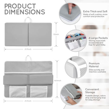 Comfortable Bath Kneeler And Elbow Kneeling Rest Pad For Baby Bathing Parents - Painless Foam Mat With Toy Organizer Pockets - Q