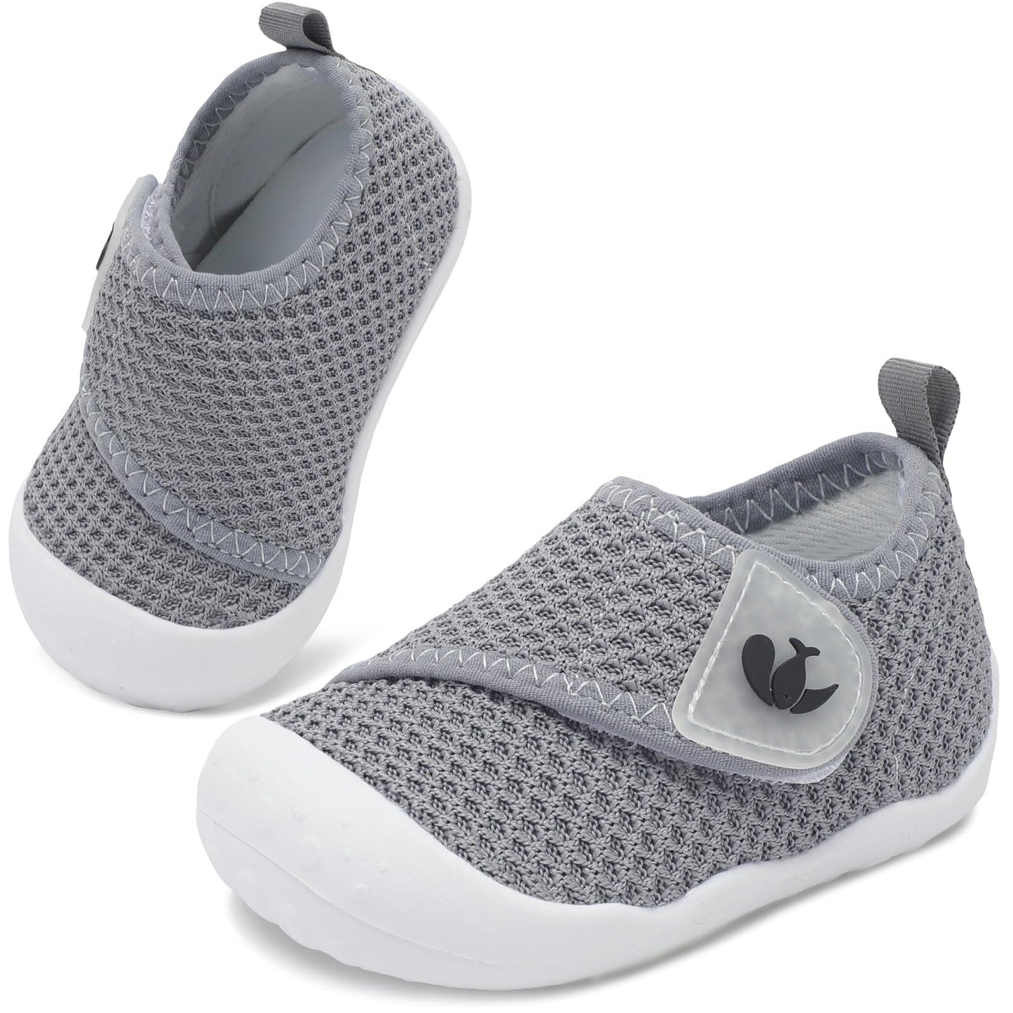 FEETCITY Baby Shoes Boys Girls Baby First Walking Shoes Wide Newborn Crib Shoe Slip On Infant Sneakers Dark Grey