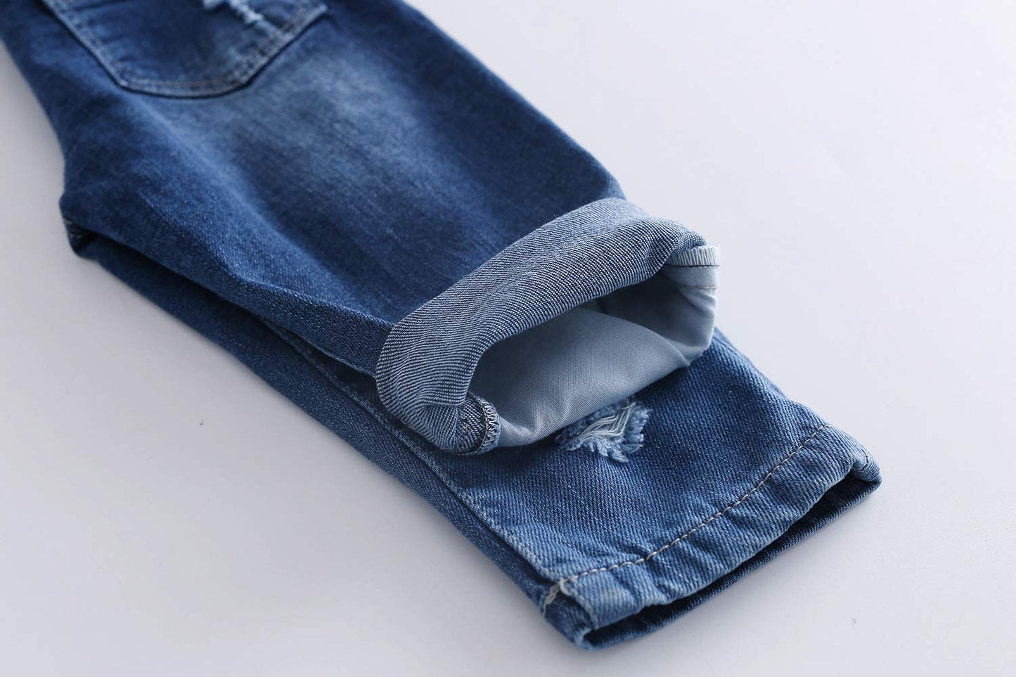 Kidscool Space Baby Boy Girl Jean Overalls,Toddler Ripped Denim Cute Workwear,Blue,18-24 Months