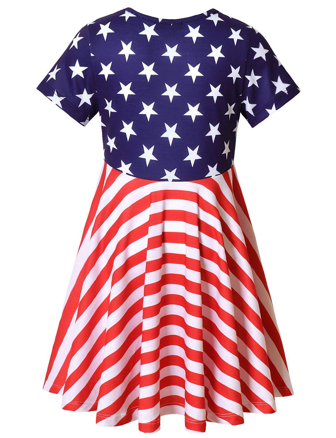 QPANCY 3t 4t Toddler Girls USA Flag Dresses 4th July USA Independence Day Costume