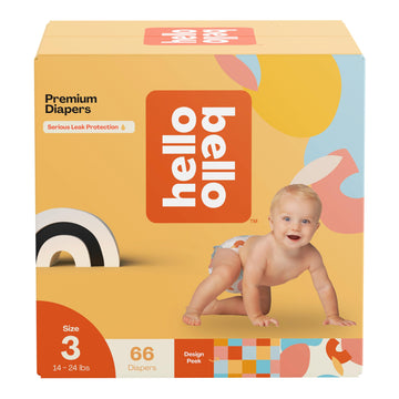 Hello Bello Premium Diapers Size 3, Honeysuckle Designs, 66Ct Club Box - Hypoallergenic And Extra Absorbent