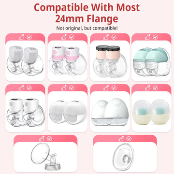 Electric Breast Pump Flange Inserts 19 Mm 8Pcs For 24 Mm Shields Flange/Shield Of Most Pumps, Bpa Free Inserts,Hands-Freebreast