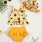 Mioglrie Toddler Bathing Suit Girl 3T 4T Swimsuit Girls Toddler Beach Swim Suit 2 Piece Yellow Dasiy Bikini Summer Swimwear Tank